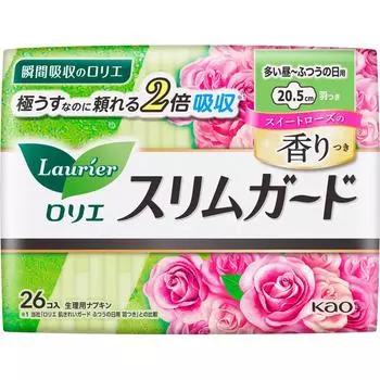 KAO Laurier Slim Guard Firmly для дневного использования с крыльями, с ароматом сладкой розы, 26 упаковок (Квази-лекарство) Салфетка Slim Laurier Slim Guard