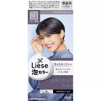 KAO Liese Bubble Color Midnight Ash 108 мл (Квази-лекарство) Краска для черных волос. Окрашивание черных волос. Добавьте жидкость 1 к жидкости 2 и перемешайте.. Нажмите на бутылку.