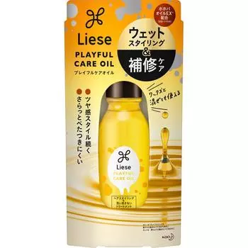 KAO Liese Playful Care Oil Plus 80 мл Средства для укладки Нанесите 1-2 нажатия на каждую руку, тщательно распределите по ладони и нанесите на подсушенные полотенцем волосы.
