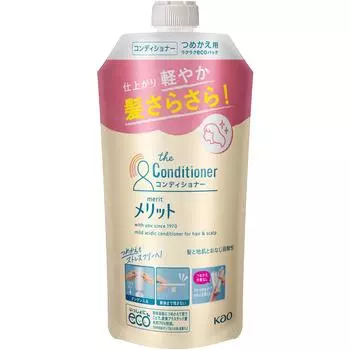 KAO Merit Кондиционер Сменный блок 340 мл (Квази-наркотик) Шампунь и кондиционер (Уход за кожей) После мытья шампунем возьмите необходимое количество и нанесите непосредственно на