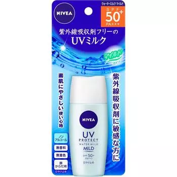 KAO NIVEA SUN Protect Water Milk Mild SPF50+ 30 мл Солнцезащитное средство. Хорошо встряхните и равномерно нанесите небольшое количество на кожу.. Меньшие суммы могут привести к меньшему