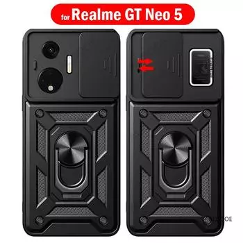 Капа для Realme GT Neo 5, чехол, защитное кольцо для объектива камеры, задняя крышка-подставка для Xiaomi Realme GT Neo 5, броня, принципиально For Realme GT Neo 5 чёрный
