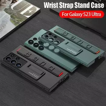Капа-подставка для браслета для Samsung Galaxy S23 Ultra 5g, кожаный ремешок на запястье, регулируемый держатель, чехол для Samsung S23 Plus, чехлы For Galaxy S23 Ultra