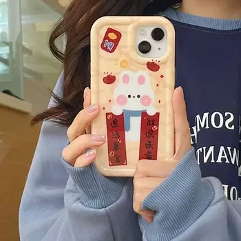 Капа Rich Rabbit для Iphone 14 Pro Max 12 11 13 Promax противоударный чехол Happy Cartoon Bunny чехол для телефона 2023 в виде ракушки for iphone 11PROMAX