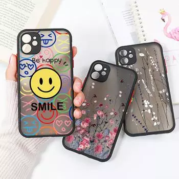 Капа с цветком для Iphone 11 Capinha Iphone 14 Pro Max Funda Iphone 12 13 Pro Max Xr Xs X 8 Plus 7 Se 2022 13 Mini Hard Matte Coque For iPhone X XS