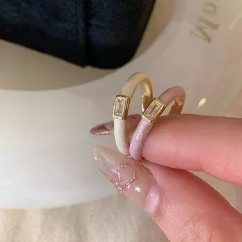 Капающее масло циркон Открытое кольцо Женское нишевое дизайн чувство индивидуальности мода темперамент элегантное универсальное кольцо кольцо
