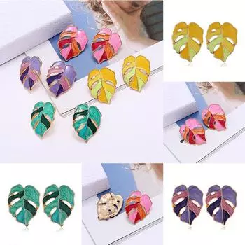 Капающее масло, женские серьги с полостями в виде листьев, персонализированные, винтажные, из сплава 2.7*3.5cm жёлтый