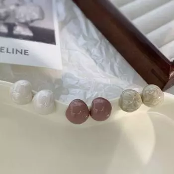 Капающие масляные серьги-гвоздики из цинкового сплава с круглыми бусинами, модные серьги с эмалевым горошком для женщин кофейный