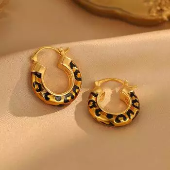 Капающие серьги с леопардовым принтом, нишевый дизайн, индивидуальный темперамент, высокое чувство моды, серьги-гвоздики для женщин 18K