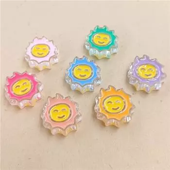 Капельное масло Материал Акрил Мода 5 шт. Креативные подвески Милые украшения ручной работы Изготовление браслетов Ожерелья Кролик Солнце Форма Бусины Аксессуары Sun фиолетовый