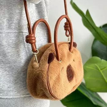 Сумка-капибара Милая плюшевая кукла капибара Сумка через плечо для студента колледжа Сумка на плечо 15*21cm