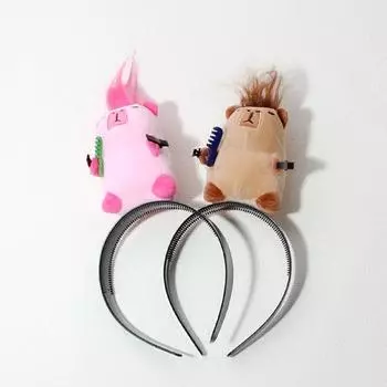 Kapibala повязка для волос с мультяшной плюшевой куклой, повязка на голову с широкими полями, заколка для волос, креативная повязка для волос для мытья лица, макияж, подарки для девочек розовый