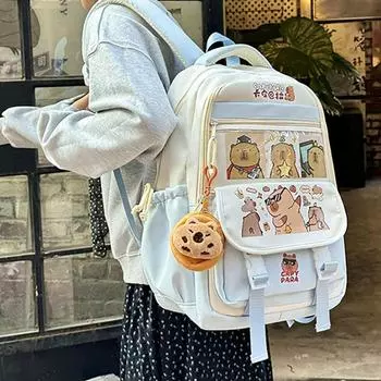 Kapibala Schoolbag Женский рюкзак для средней школы Рюкзак, облегчающий нагрузку Рюкзак большой вместимости 44*30*14cm коричневый