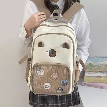 Kapibala Вместительный рюкзак Schooibag для младших и старших классов средней школы с разгрузкой, прочный рюкзак, новая модная сумка через плечо 44*32*13cm чёрный