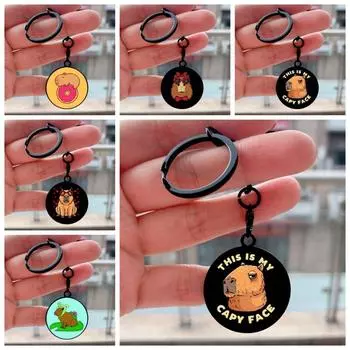 Капибара Брелок Капибара Металлический поясной ремешок для ключей Кошелек Брелоки Кожаный брелок для женщин