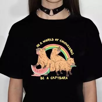 Kapibara Капибара футболки женские летние аниме Y2K футболки девушка манга одежда с короткими рукавами S