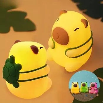 Капибара милый ночник силиконовая лампа 7 цветов затемнение детская спальня свет для детей USB перезаряжаемая сенсорная лампа декор подарок