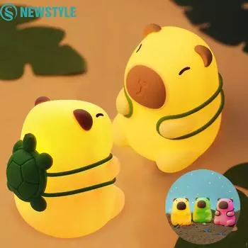 Капибара милый ночник силиконовая лампа 7 цветов затемнение детская спальня свет для детей USB перезаряжаемая сенсорная лампа декор подарок