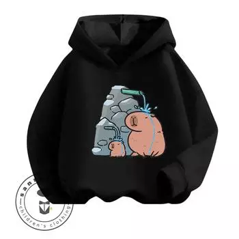 Капибара мультфильм натуральный чистый хлопок дышащий приятный для кожи дизайн изысканный принт детская мальчики девочки осень зима толстовка 100