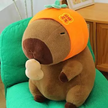 Kapibara Plush Toy Doll Cartoon Good Persimmon Peanut Capybara Doll Children S Birthday Children S Gift Throw Pillow 35cm0.38kg
