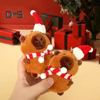 Капибара плюшевая подвеска брелок сумка рюкзак милый забавный мягкий брелок для ключей с изображением животного ручная работа креативное рождественское украшение C