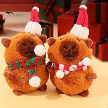 Капибара плюшевая подвеска брелок сумка рюкзак милый забавный мягкий брелок для ключей с изображением животного ручная работа креативное рождественское украшение C