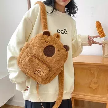 Капибара плюшевый рюкзак кавайная плюшевая кукла меховая сумка на плечо повседневная сумка с рисунком Капибары подарки для детей