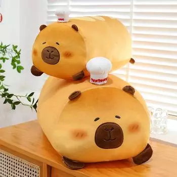 Капибара Серия Выпечки Багет Круассан Длинная Подушка Плюшевая Игрушка Спящая Тряпичная Кукла 50cm