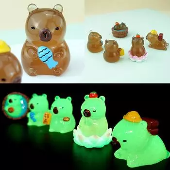 Капибара Светящиеся Фигурки Мультяшные Машины Светящиеся Фигурки Украшения Настольные Светящиеся Игрушки as the picture
