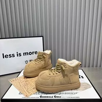 Kapibara ugly cute big head snow boots women s 2024 new velvet thickened warm comfortable lightweight non-slip cotton shoes 40 коричневый