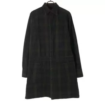 KAPITAL check Long sleeve Shirt dress S Green system Fly button Women Used
