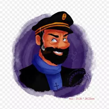 Капитан Хэддок Приключения Тинтина, термопереносная печать, виниловые нашивки, наклейки для одежды, аппликации «сделай сам», моющиеся нашивки