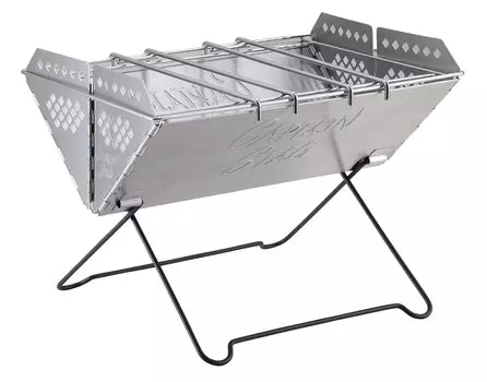 Капитан Олень (КАПИТАН ОЛЕНЬ) Гриль-печь, подставка для костра V-образный Smart Grill Type 2 из нержавеющей стали, в комплекте с 2 подставками Ami Trivets.