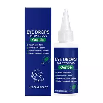 Капли для глаз питомцев, Капли для очистки слезных дорожек кошек и собак, Уменьшают секрецию, Предотвращают закупорку и дискомфорт, 30 мл One Size