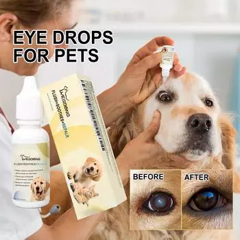Капли для глаз Yegbong Pet Eye Drops облегчают дискомфорт глаз у собак и кошек. Очищают слезные пятна и грязь с глаз. Средства по уходу за домашними животными. 20ml