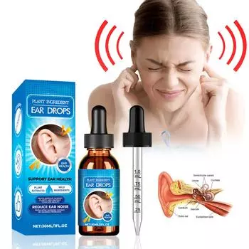 Капли для снятия шума в ушах, капли для очистки ушной серы, пластыри для снятия шума в ушах, капли для снятия шума в ушах, капли для очистки ушной серы 30 мл One Size синий