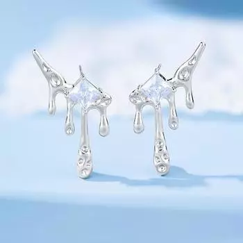 Капли воды, серьги-гвоздики из лавы, простой женский темперамент, ежедневные поездки на работу, очень текстурированные, серьги с неровной текстурой вулканической породы