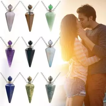 Капля для женщин и мужчин, подвеска в виде конуса, подвеска в виде флакона духов, ожерелье из натурального камня, подвеска с эфирным маслом