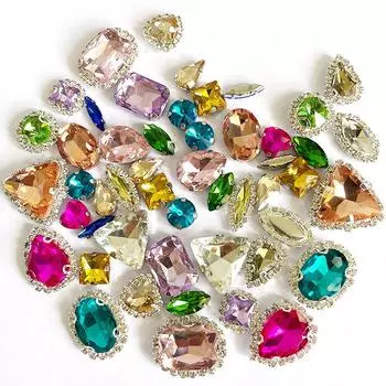 Капля воды Любовь Ободок Стеклянный одинарный коготь Ювелирные изделия Аксессуары Аксессуары для одежды Ручная швейная дрель с отверстием Коготь Сверло Стразы Пришиваем Бусины 50 pcs