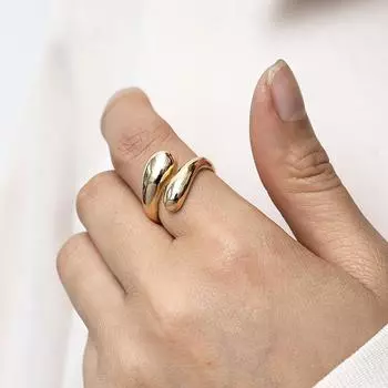 Капля воды Простое и универсальное глянцевое открытое кольцо для женщин золотой
