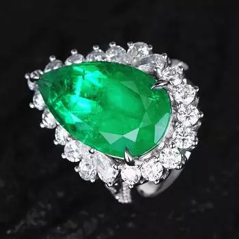 Капля воды Зеленый Кристалл Изумруд Драгоценные камни Бриллианты Кольца для женщин Белое золото Серебряный цвет Ювелирные изделия Бижутерия Свадебная вечеринка Подарки resizable