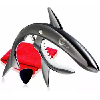 Каподастр для гитары Phoenix One Touch Tast Care Fiber Гарантия на черную ткань [тип Shark]/медиатор/производителя Set 4