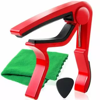 Каподастр для гитары Phoenix One Touch Tast Care Fiber Cloth Безопасная и надежная гарантия Электроакустическая гитара Folk [тип M] Набор из 3 предметов от производителя! (красный) красный