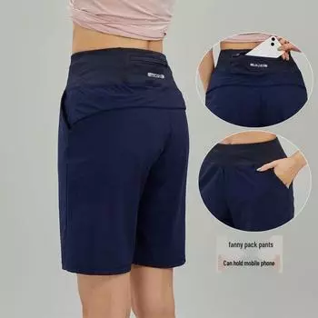 Капри для йоги с высокой талией, быстросохнущие, с несколькими карманами, для бега и фитнеса XL Recommended 115-130 Jin