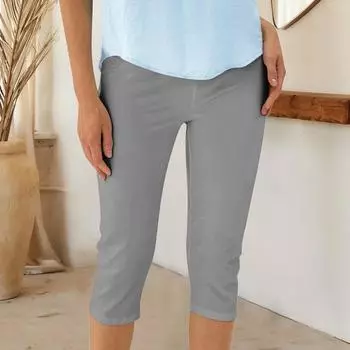 Капри для женщин с высокой талией, эластичные, удобные, повседневные, летние, укороченные, для занятий йогой M
