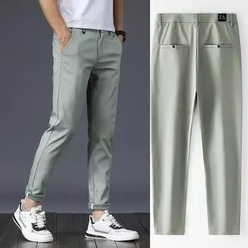 Капри из ледяного шелка, мужские корейские универсальные прямые летние повседневные брюки, мужские летние эластичные повседневные брюки 28