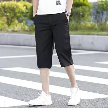 Капри мужские, не испачканные серым, слегка эластичные, свободные повседневные деловые брюки, эластичные летние тонкие мужские брюки 28