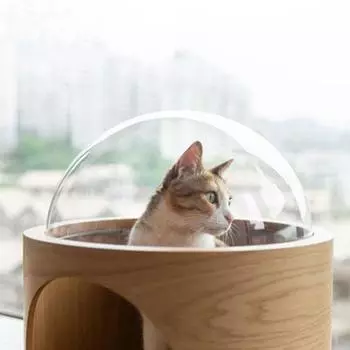 Капсула для кошачьего туалета Nap Space Capsule для больших кошек Sleeping Transparent Semi-enclosed Cattery Pets Accessories Products Diameter 37cm белый