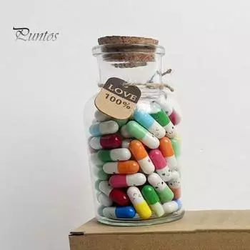 Капсулы Бутылка с буквами и 100 капсулами DIY Письмо-сообщение Капсулы с любовным письмом Бутылка для заметок Пары Подарок на годовщину дня рождения A