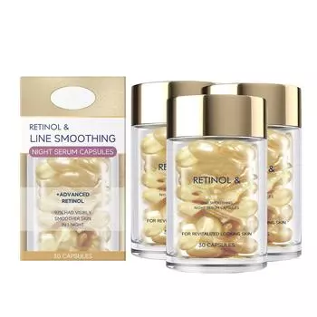 Капсулы для лица с ретинолом и пчелиным ядом мягко увлажняют кожу лица. Укрепляющая и улучшающая качество кожи увлажняющая капсула 1 мл One Size